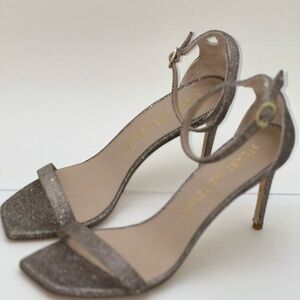 Stuart Weitzman Silver Ankle Strap heels size 10.5 B US NEW WITH TAGS